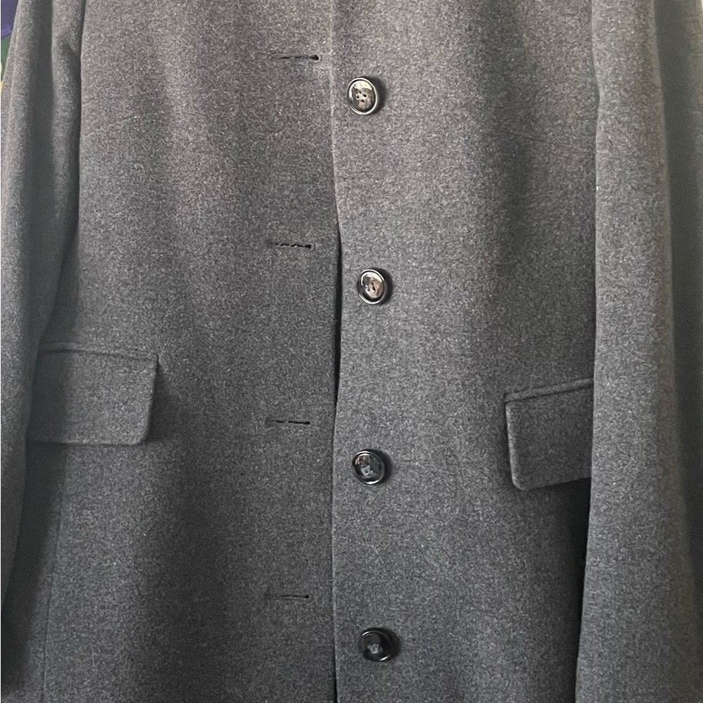 Jacob Gray Trench Coat Wool Blend Formal - Picture 2 of 3